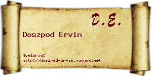 Doszpod Ervin névjegykártya